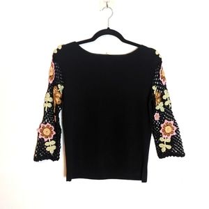 Vintage Joseph A Crotchet Floral Top M Boho Y2K Hippy Artsy Festival